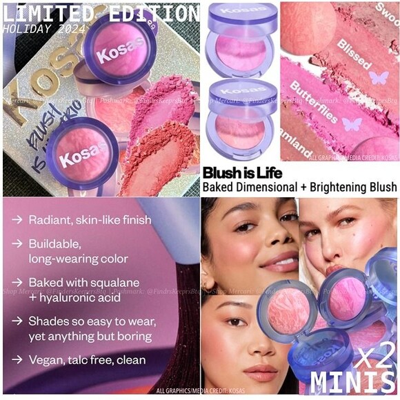 KOSAS LTD ED 2pc Blush Is Life Baked Radiant Blush Minis Butterflies & Blissed - Picture 1 of 11